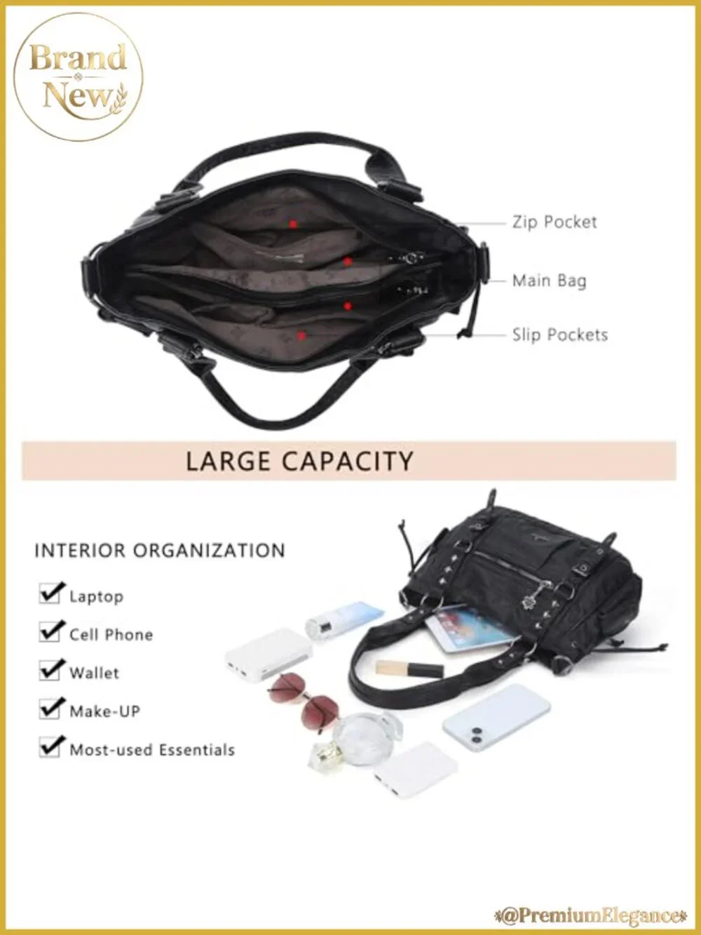 Vegan Leather Multi Pocket Retro Hobo Handbag Satchel Tote for Women